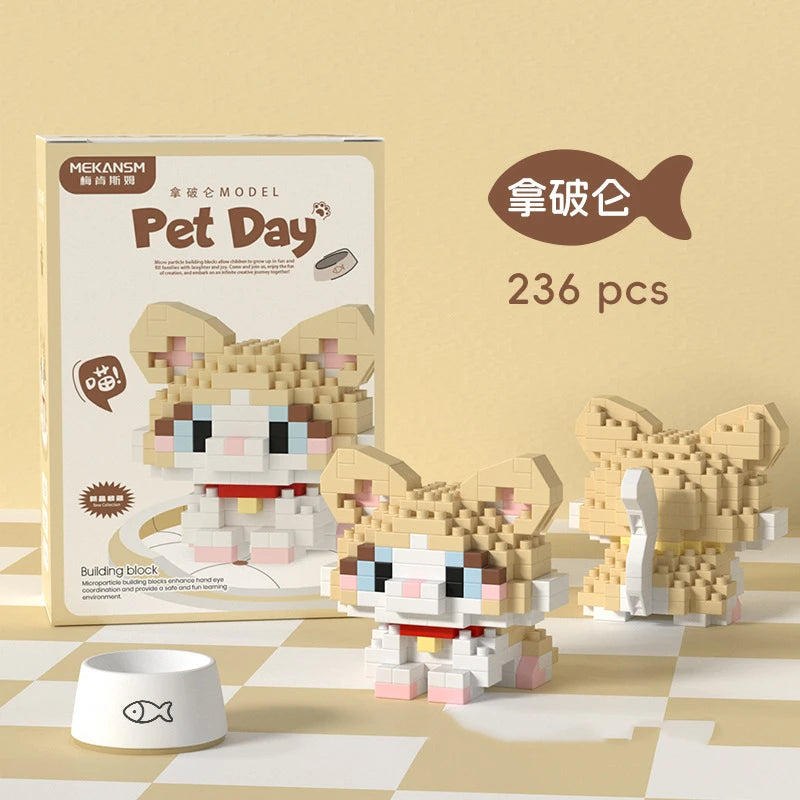 18 Styles Little Dog Cat Small Building Block Model Ornaments