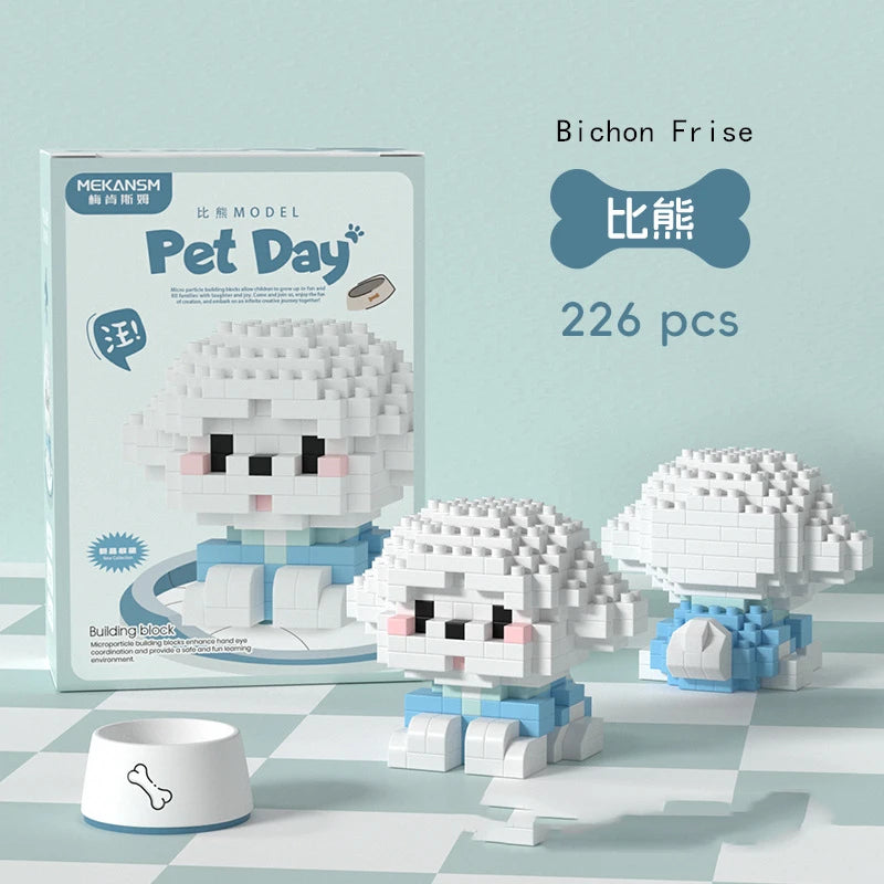 18 Styles Little Dog Cat Small Building Block Model Ornaments