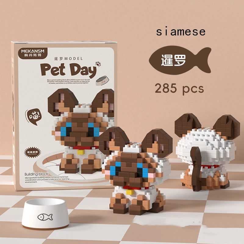 18 Styles Little Dog Cat Small Building Block Model Ornaments