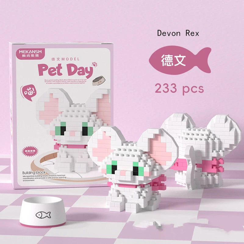 18 Styles Little Dog Cat Small Building Block Model Ornaments