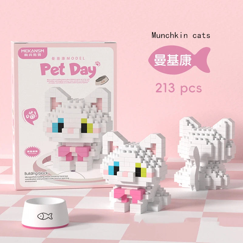 18 Styles Little Dog Cat Small Building Block Model Ornaments