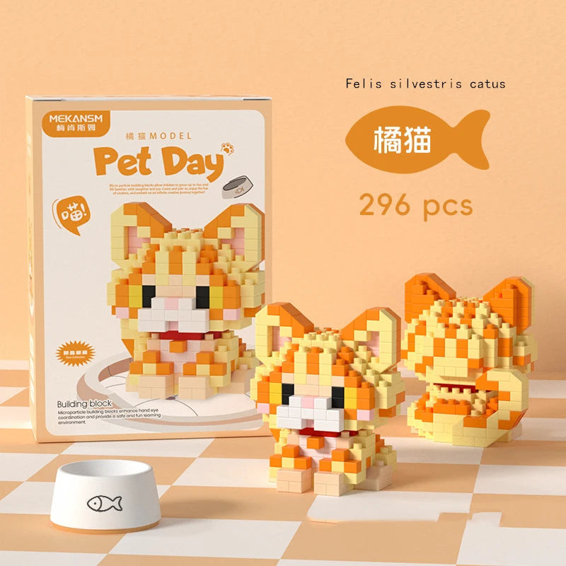 18 Styles Little Dog Cat Small Building Block Model Ornaments