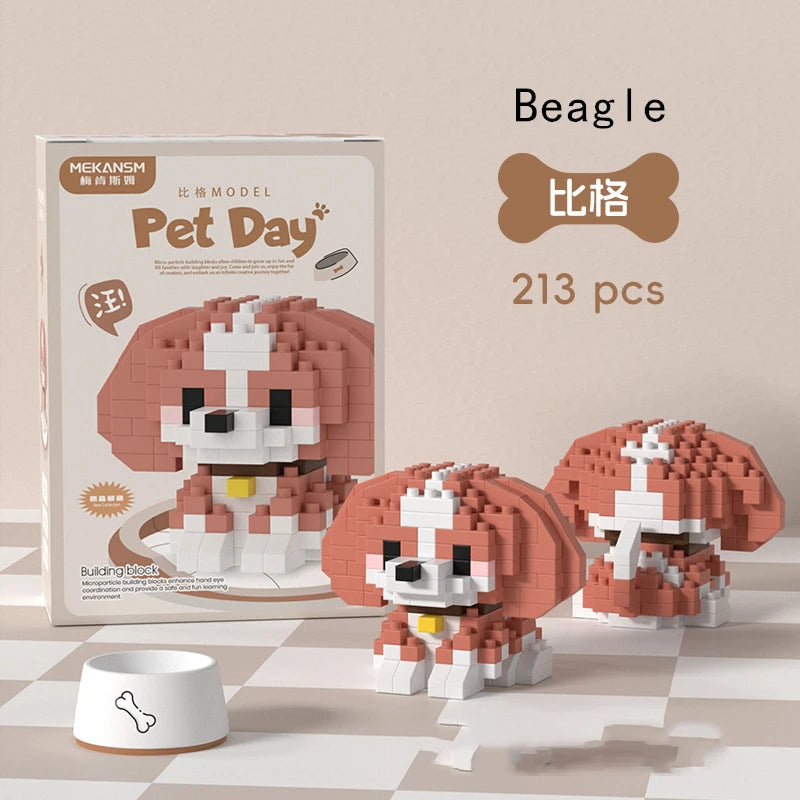 18 Styles Little Dog Cat Small Building Block Model Ornaments