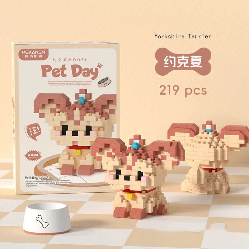 18 Styles Little Dog Cat Small Building Block Model Ornaments