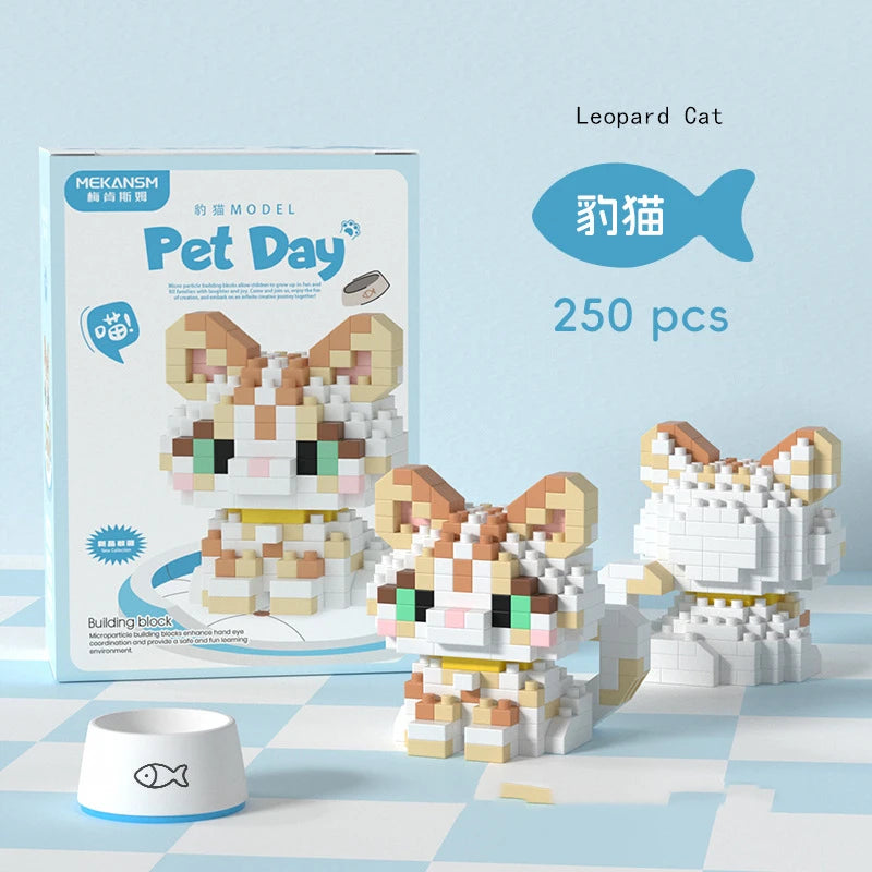 18 Styles Little Dog Cat Small Building Block Model Ornaments