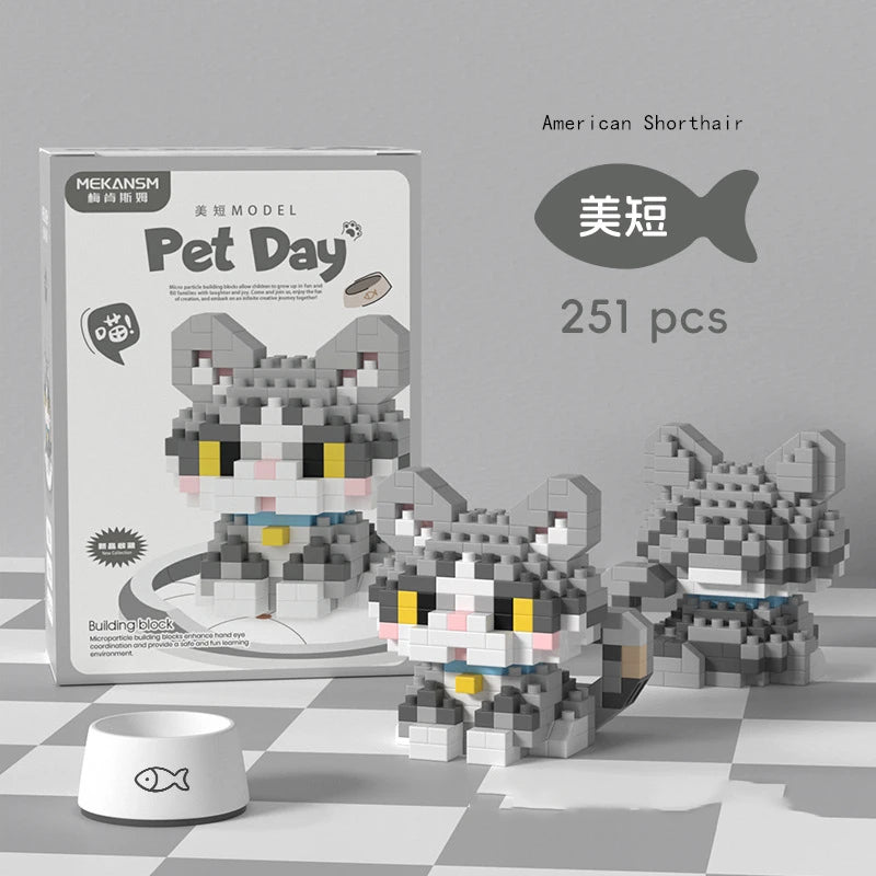 18 Styles Little Dog Cat Small Building Block Model Ornaments
