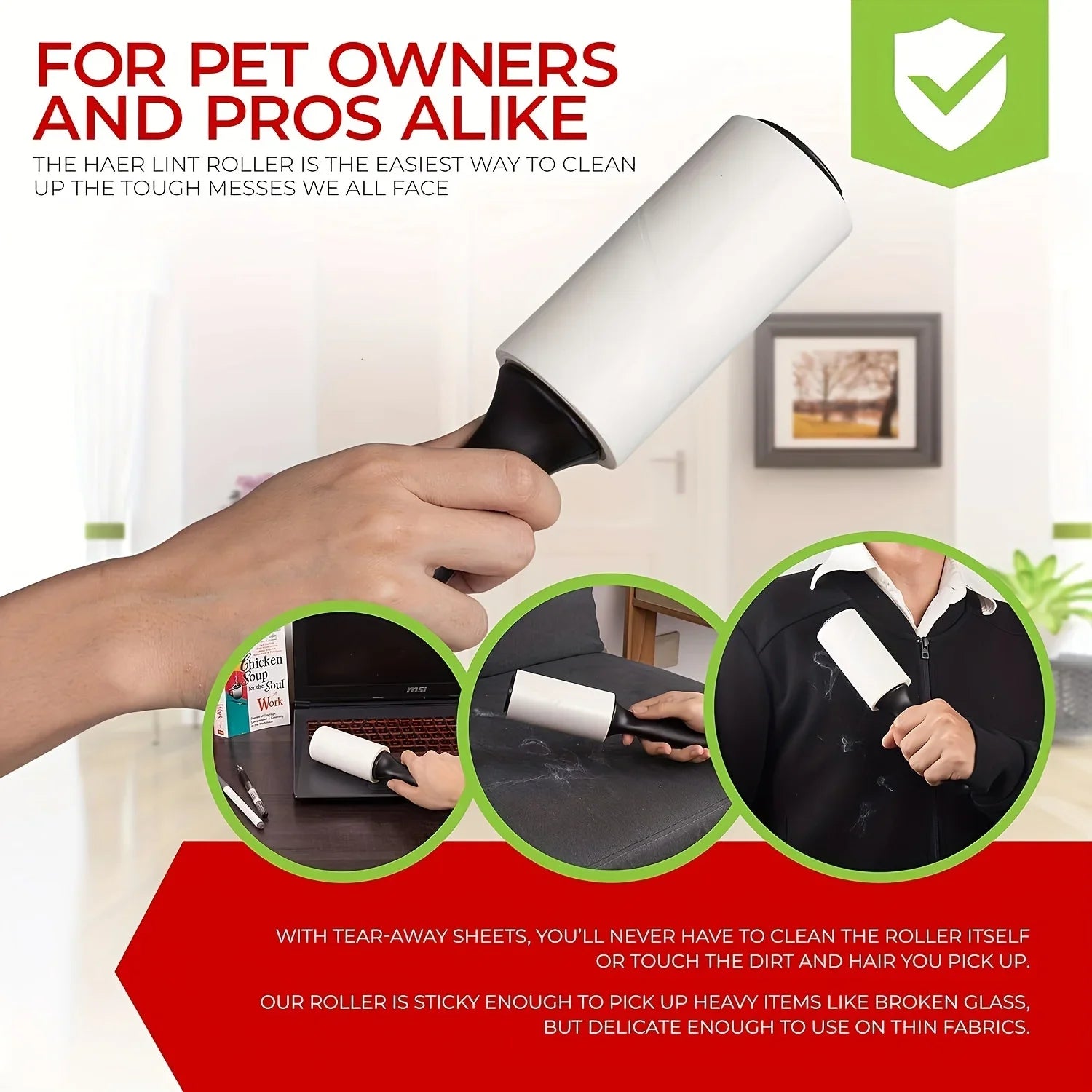 Extra-Sticky Lint Roller for Pet Hair Removal