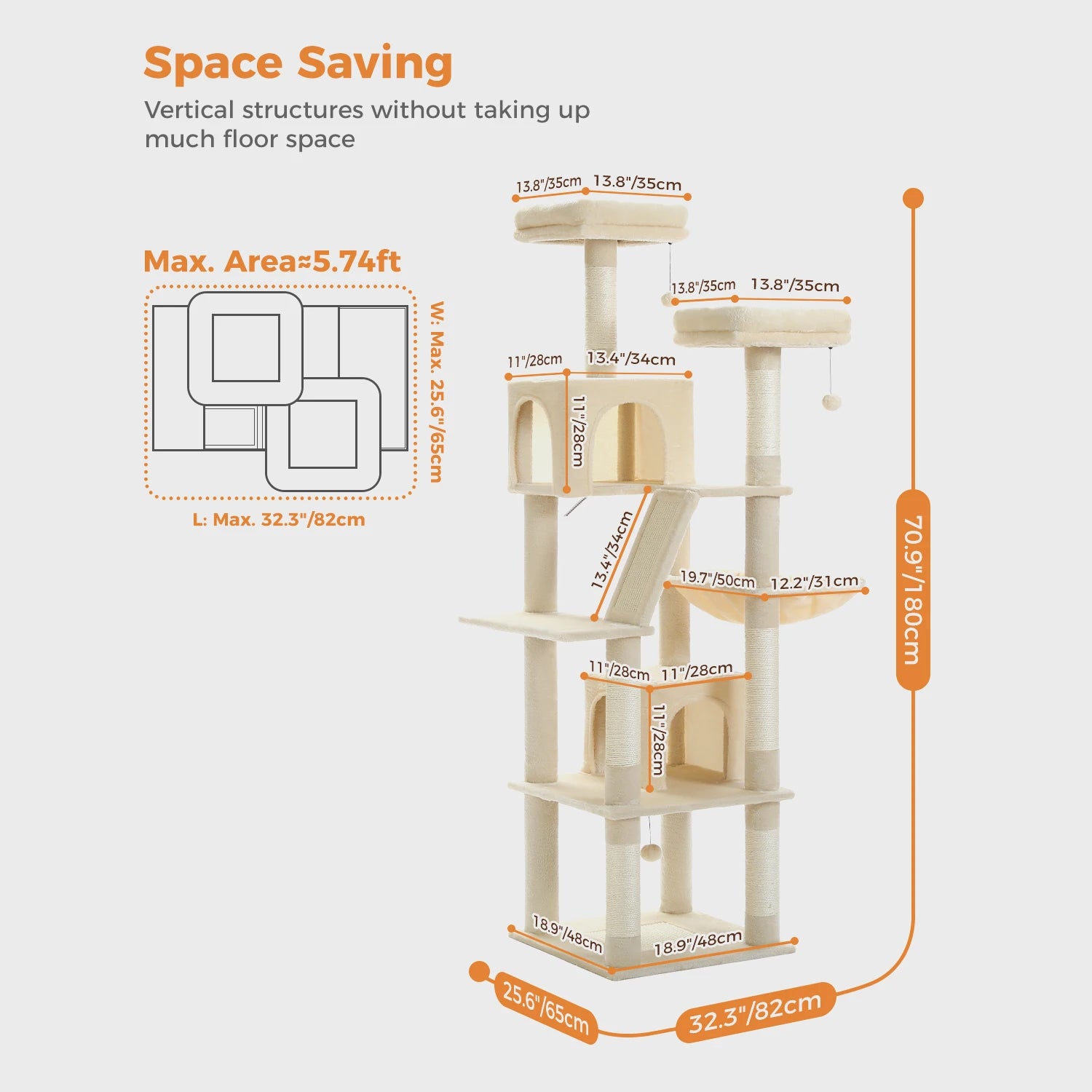 Large Cat Tower for Indoor Cats Multi-Level