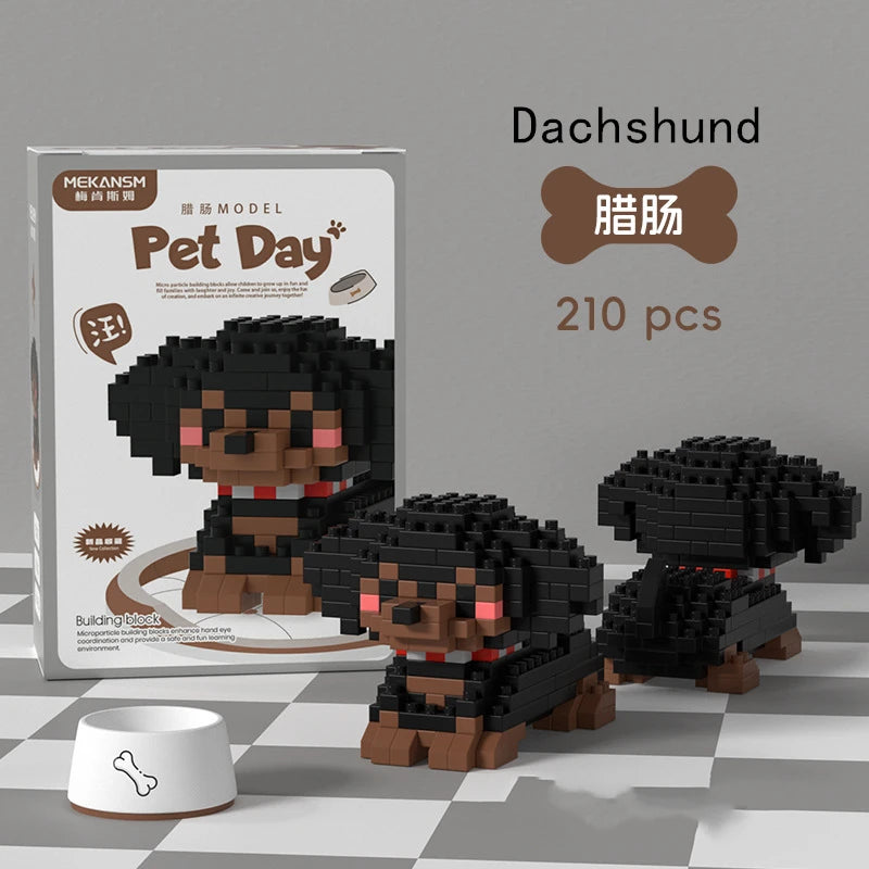 18 Styles Little Dog Cat Small Building Block Model Ornaments