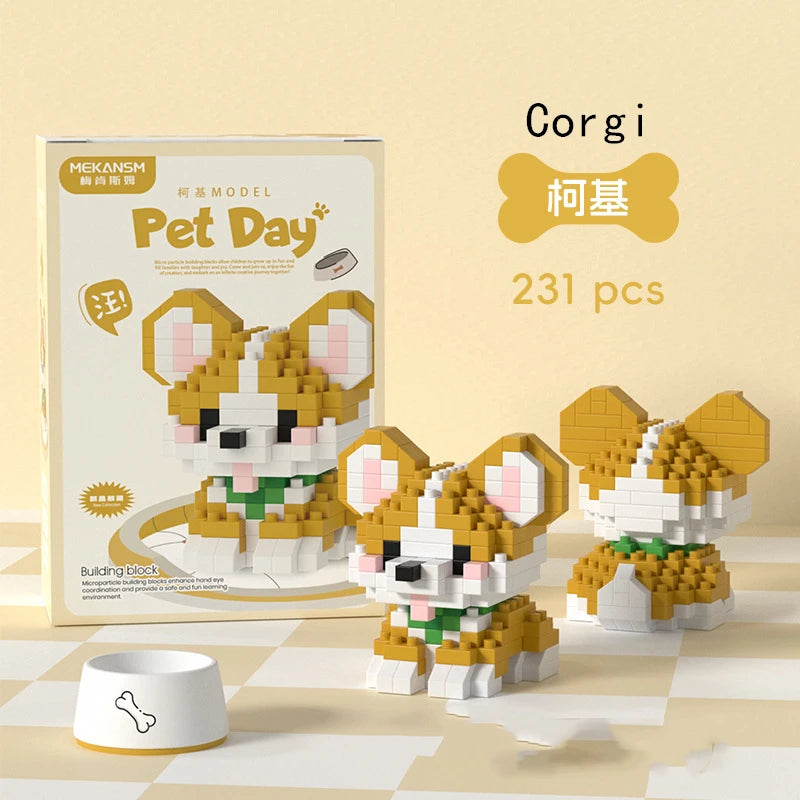 18 Styles Little Dog Cat Small Building Block Model Ornaments