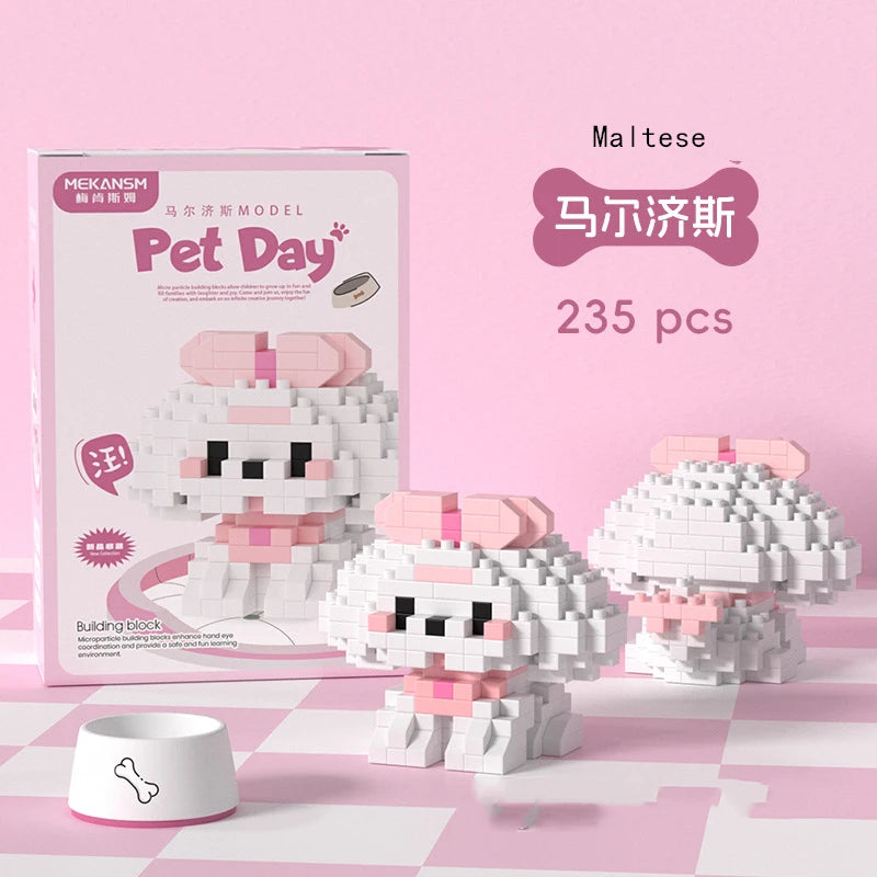 18 Styles Little Dog Cat Small Building Block Model Ornaments